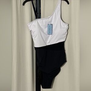 One piece black and white xl yonique one shoulder padded